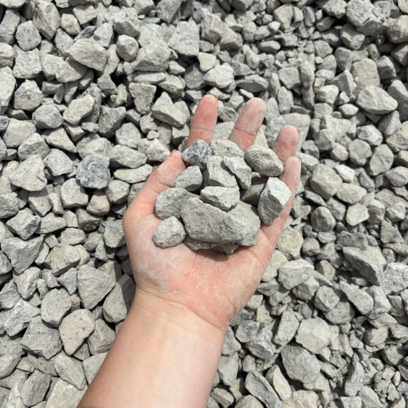 Grey 57 crushed limestone for driveways and base preparation